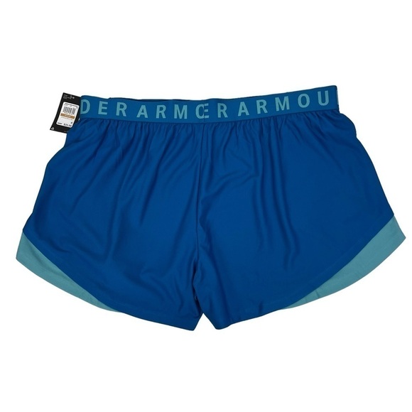 NWT Under ARMOUR Loose Heatgear Women’s Athletic Shorts Sz 3X Blue Elastic Waist - Picture 2 of 9